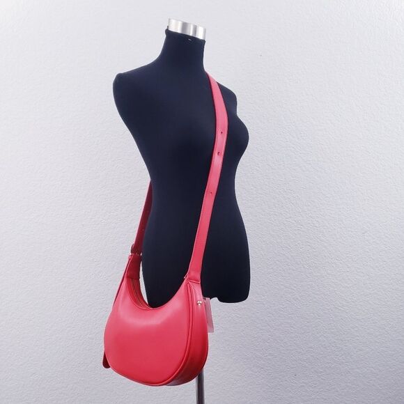 Anthropologie The Brea Faux Leather Shoulder / Crescent Shape Bag Coral NWT - Picture 10 of 10